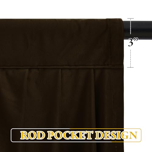 StangH Brown Velvet Valance Curtain for Bedroom W39 inches, 1 Panel - color: Brown, size: 39"W x 40"L (Pack of 1)