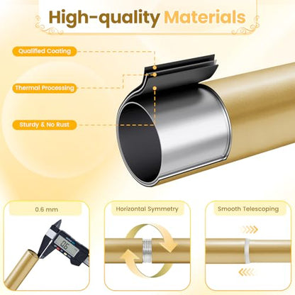 1" Gold Long Double Curtain Rod, 28 to 120 Inches - color: Gold, size: 28"-120"