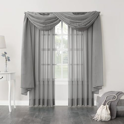 No. 918 53566 Emily Sheer Voile Rod Pocket Curtain Panel, 59" x 63", Charcoal (Single Panel Only) - color: Charcoal, size: 59"W x 63"L (Pack of 1), style: Emily