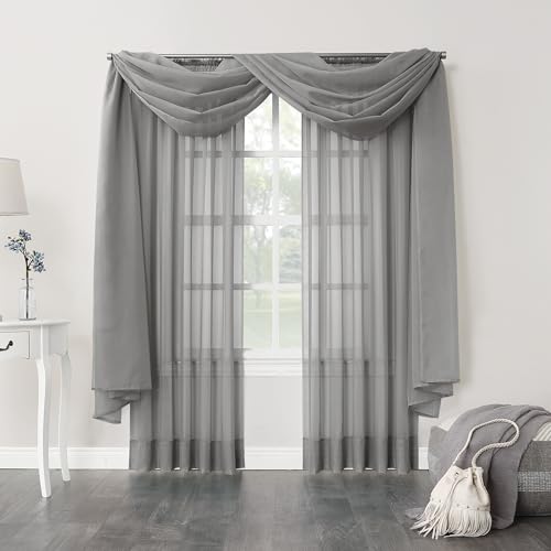 No. 918 53566 Emily Sheer Voile Rod Pocket Curtain Panel, 59" x 95", Charcoal - color: Charcoal, size: 59"W x 95"L (Pack of 1), style: Emily