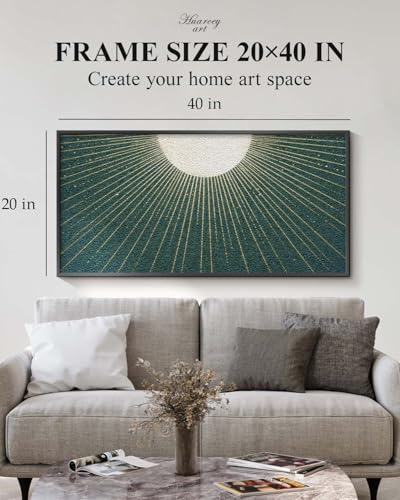 HUARCEY Metal Framed Large Textured Boho Wall Art for Bedroom Above Bed - color: Sunshine