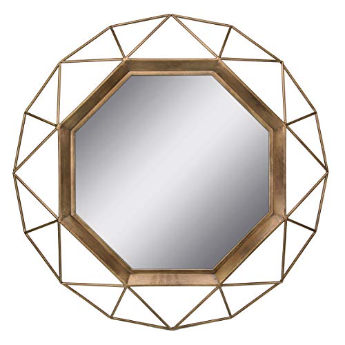 Stonebriar Decorative Antique Gold 28.3" Geometric Metal Wire Frame Hanging Wall Mirror with Mounting Brackets, Modern Decor for the Living Room, Bedroom, Bathroom, Hallway, and Entryway - color: Gold
