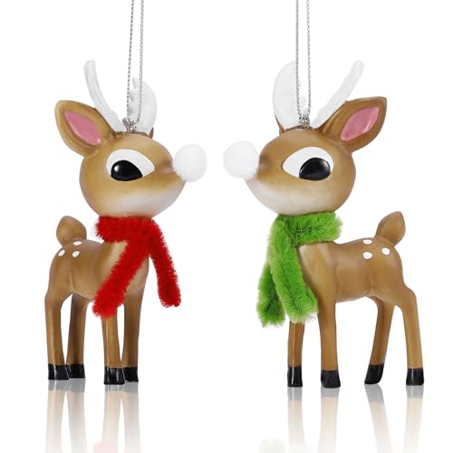 EnrichFun 2026 Figurines Christmas Decorations Resin Décor for Tree Hanging Ornament, Holiday Winter Indoor Home Table Decor Xmas Gifts, Reindeer 2-Pack, 4 in - color: Reindeer