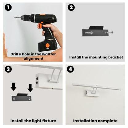 Battery Operated Picture Light for Wall,White 23.6-Inch - color: White, size: 23.6 Inch