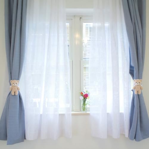 Chumia 2 Pcs Bear Curtain Tiebacks Cute Nursery Decor - style: Bear