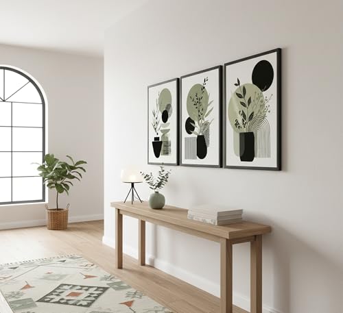 MDHFJEAW 3 Pcs Sage Green Boho Floral Wall Art Unframed Poster 12x16 In - color: Poster, size: 16''L x 12''W