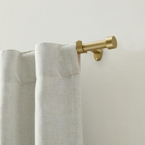 Serena Single Curtain Rod with Contemporary Cap Finial, Soft Gold - 32"W x 78"L - color: Soft Gold, size: 32"W x 78"L