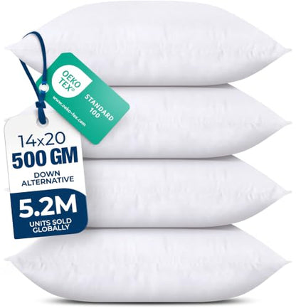 Utopia Bedding Throw Pillows, Decorative 14x20 Pillow Inserts, Set of 4 - size: 14x20 Inch