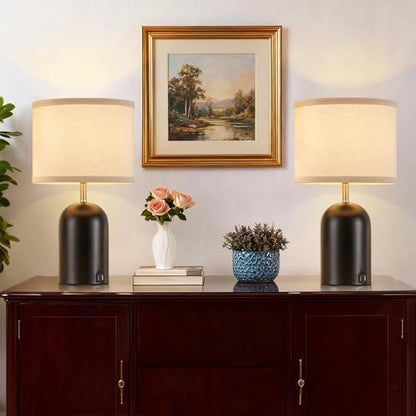 GyroVu Touch Control Table Lamps Set of 2, Black Bedside Lamps for Bedroom - color: Gold & Black