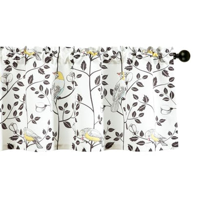 Leeva Farmhouse Bird Floral Rod Pocket Kitchen Valance, 52 x 18, 1 Panel - color: A5, size: 52"W x 18"L (Pack of 1)