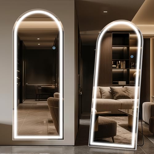 Antok 56"x20" LED Full Length Mirror, Lighted Floor Mirror, Arched - size: 56"L x 20"W, style: Arched Style