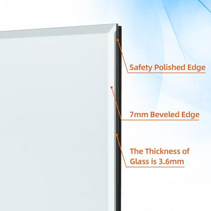 Calenzana Frameless Mirror Wall Hanging and Desk Standing, Compatible with Makeup Vanity Mirrors,10.6x13 inch