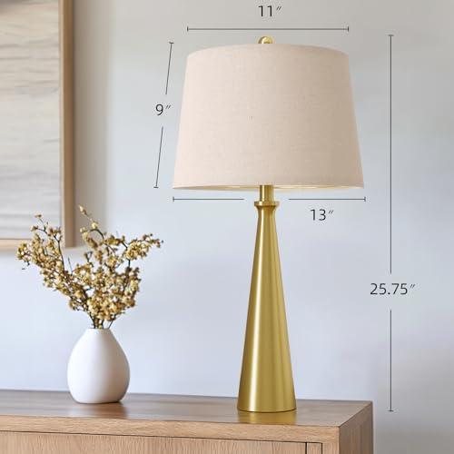 Oneach 25.75" Modern Table Lamp for Bedroom Set of 2, USB C Port, Gold - color: Brass