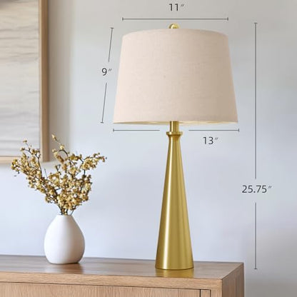 Oneach 25.75" Modern Table Lamp for Bedroom Set of 2, USB C Port, Gold - color: Brass