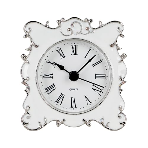 NIKKY HOME Small Table Clock, 3 Inch, Battery Operated for Bathroom - color: White