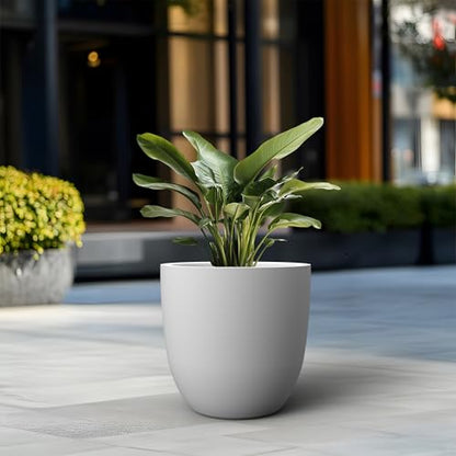 Kante White Concrete Planter 18" Dia All-Weather Round Large Pot - color: White, size: 18-Inch Dia