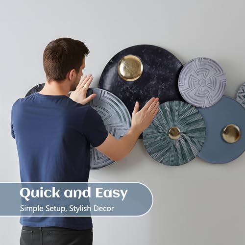 Metal Geometric Round Wall Art Coastal Nautical 3D Wall Decor 53"x25" - color: Style 3