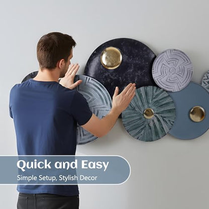 Metal Geometric Round Wall Art Coastal Nautical 3D Wall Decor 53"x25" - color: Style 3