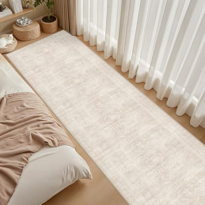 3x14 Hallway Washable Runner Rug: Neutral Kitchen Carpet Beige - color: Beige, size: 3' x 14' (Runner)