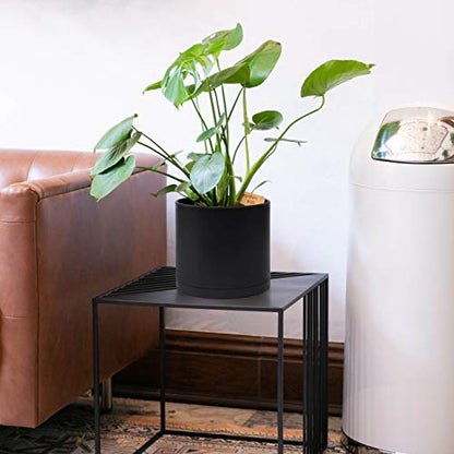 D'vine Dev Plastic Planter Pot with Saucer, 8 in, Black, 74-X-B-1 - color: Matte Black, size: 8 Inch