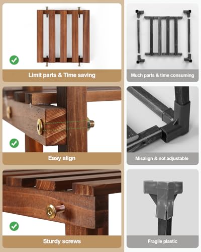 6-Tier Wood Plant Stand Indoor Outdoor Multi Tier Plant Shelf Narrow