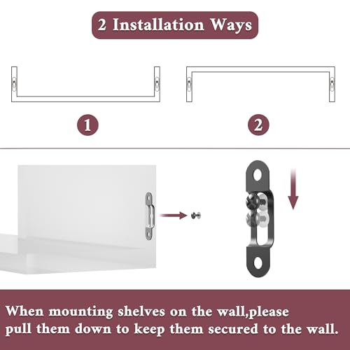 SRIWATANA Pink Floating Shelves, Set of 3 Solid Wood Wall Mounted Shelves - color: Pink