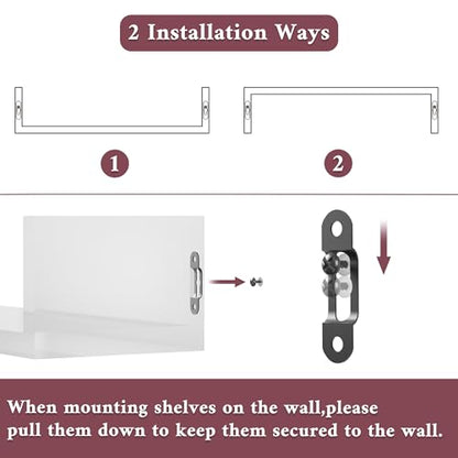 SRIWATANA Pink Floating Shelves, Set of 3 Solid Wood Wall Mounted Shelves - color: Pink