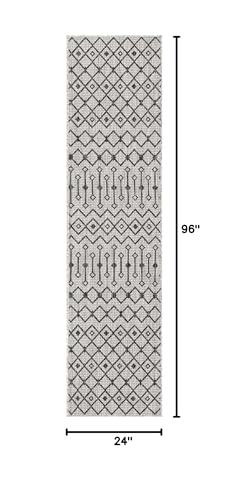 Unique Loom Outdoor Trellis Collection Area Rug - Tribal Trellis (2' x 8' Runner, Gray/ Black) - color: Gray/Black, size: 2' x 8' (Runner)