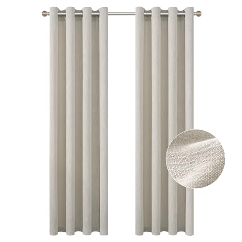 Linen Curtains 72 inch Length 2 Panels for Living Room 6ft Flax Linen Textured Thick Light Filtering Privacy Window Drapes Grommet Top for Bedroom Wrinkle Resistant Soft (52x72 Nature) - color: Nature, size: 52"W x 72"L (Pack of 2)