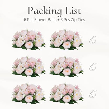 Flower Balls Centerpieces for Tables: Pink Silk Rose, 6Pcs - color: Pink & Purple, size: 6 PCS