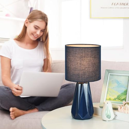 Elisa Navy Blue Small Table Lamp for Living Room as Bedside Table Lamp for Bedroom,Modern Ceramic Kids Night Table Lamp,Φ6.1×H12.4IN,Bulb Excluded - color: Navy Blue