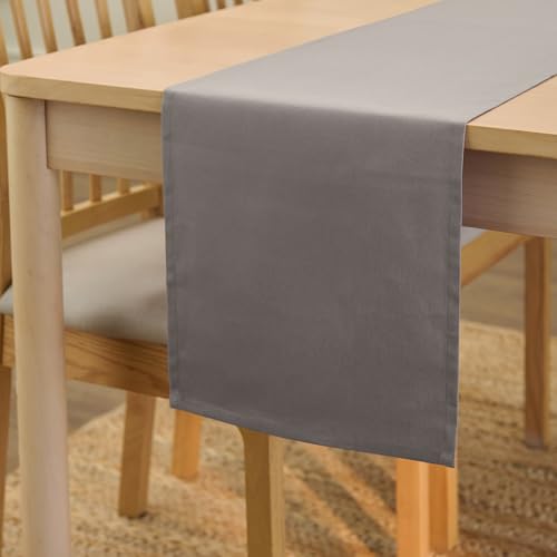Encasa XO Table Runner, Cotton Canvas Dining Runner 13"x59" - color: Grey, size: 13x59 in