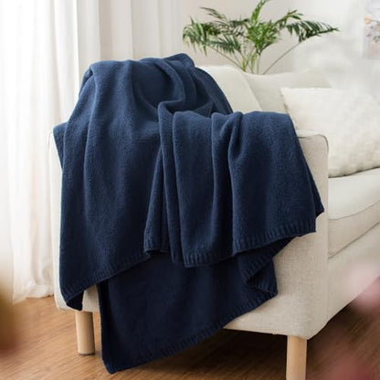 Carriediosa Wool Blend Knit Throw Blanket 50% Recycled Poly 50x60 Navy - color: Indigo Blue, size: 50" X 60"