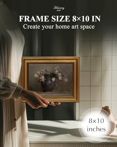 HUARCEY Framed Canvas Wall Art, Classical Roses Floral Prints, 8x10 Inch - color: Roses in Vase, size: 10"L x 8"W