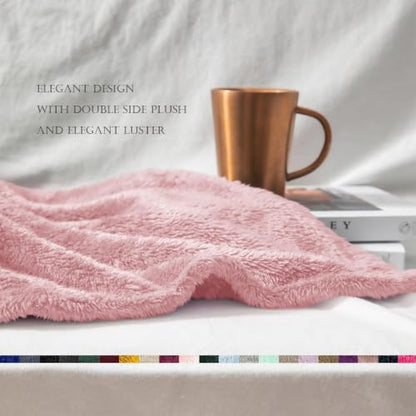 Exclusivo Mezcla Fuzzy Plush Fleece Bed Blanket Queen Size, Dusty Pink - color: Dusty Pink, size: 90x90 IN