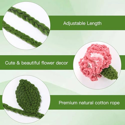 2 Pack Boho Handmade Flower Curtain Tiebacks & Holdbacks, Carnations - color: Pink Carnations