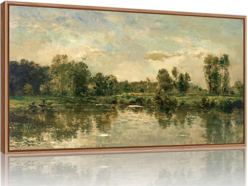 Tinonedraw Vintage Nature Framed Canvas Wall Art Set of 3, French Country Wall Decor, Rustic Landscape Farmhouse Art Paintings, Olive Green Trees Art Prints for Living Room Bedroom Office 20"x40" - color: French Country, size: 40"L x 20"W