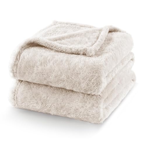 Exclusivo Mezcla Fuzzy Plush Fleece Bed Blanket Twin XL Size, Beige - color: Beige, size: 90x66 IN