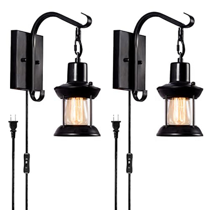GLADFRESIT Rustic Wall Lamps, Black, 2 Pack - color: Black 2 Packs
