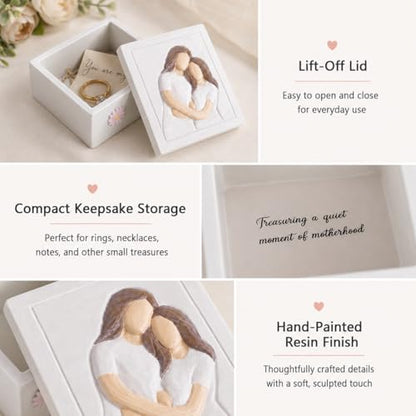 Mother and Daughter Figurines Keepsake Box - Sentimental Jewelry Gift Box for Mom, Grandma, Sister or Best Friend - Unique Birthday, Christmas, Mothers Day Gifts for Women, Female, Girls (Support) - style: Support