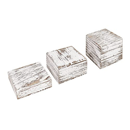 MOOCA Wooden Display Risers Set - 3 Different Height Stands, Antique White - color: Antique White