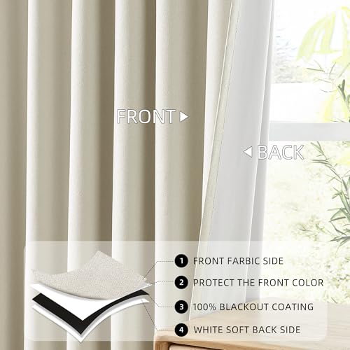 ChrisDowa Birch Blackout Curtains 45 Inches Long 2 Panels for Bedroom - color: Birch, size: 52"W x 45"L (Pack of 2)