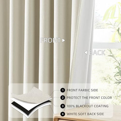 ChrisDowa Birch Blackout Curtains 45 Inches Long 2 Panels for Bedroom - color: Birch, size: 52"W x 45"L (Pack of 2)