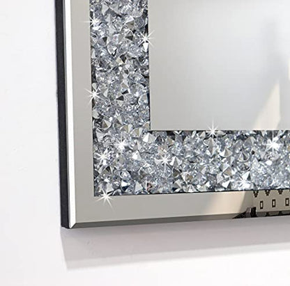 QMDECOR Crushed Diamond Mirror 16x20 Inch Silver Wall Decor - size: 20"L x 16"W
