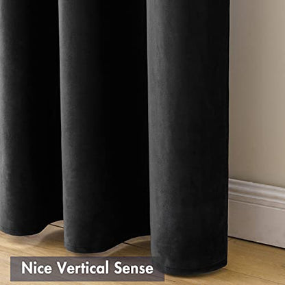 MIULEE Black Blackout Velvet Curtains Drapes 72 Inch Long 52"x72" Bedroom - color: Black, size: 52"W x 72"L (Pack of 2)