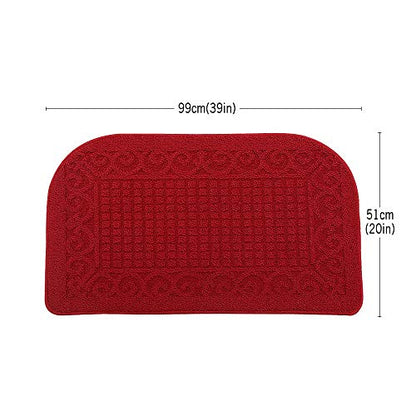 COSY HOMEER 39x20 Half Round Kitchen Rug,Non Slip Washable Mat,Burgundy 1PC - color: Burgundy, size: 1'8" x 3'3" (Semicircular)