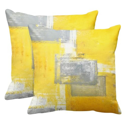 Britimes Throw Pillow Covers Set of 2, 16 x 16 Inch, Yellow Grey - color: Yellow Grey, size: 16" x 16" (Pack of 2)