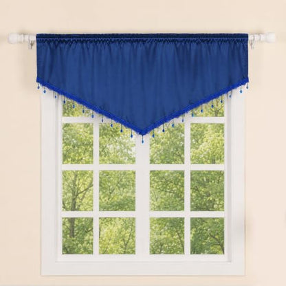 Molaxhome Swag Curtain Scalloped Curtain Valance Drape Sheer Lace Panel 1pc - color: Cloth Navy