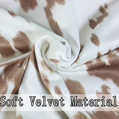 Velvet Throw Pillow Covers 20x20 Beige Tan Cow Print Couch Pillows - color: Light Brown, size: 20" x 20" (Pack of 2)