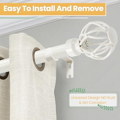 White Curtain Rod 28 to 48 Inch, Heavy Duty Drapery Pole Iron Cage - color: Weather White, size: 18-64"